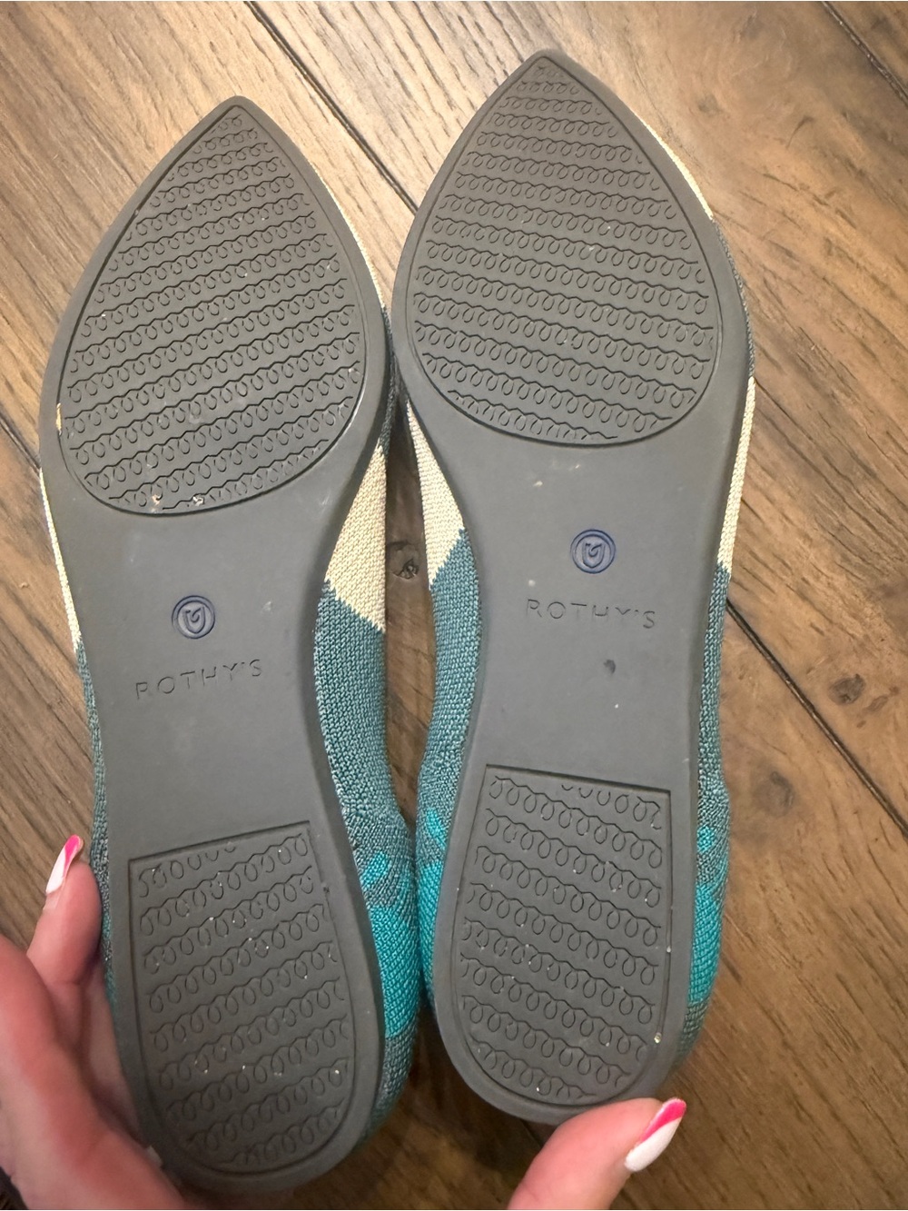 Rothy's The Point flats in the Moroccan Green Ikat pattern - Picture 4 of 5